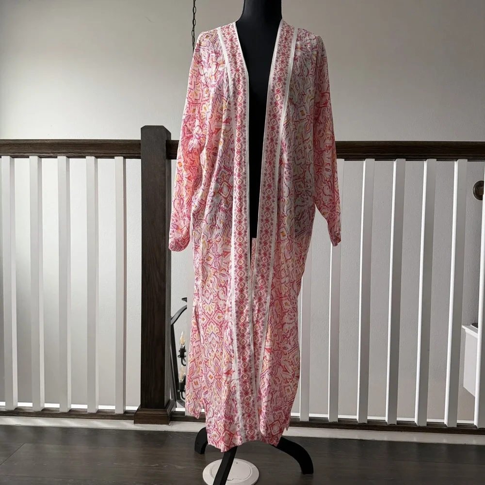 Ann Taylor Loft Long‎ Boho Resort Duster Cardigan Size M/L Pink NWT Vacation